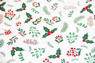 Baumwollwebware Weihnachtszweige, Weihnachten, weiß, 0,5 m